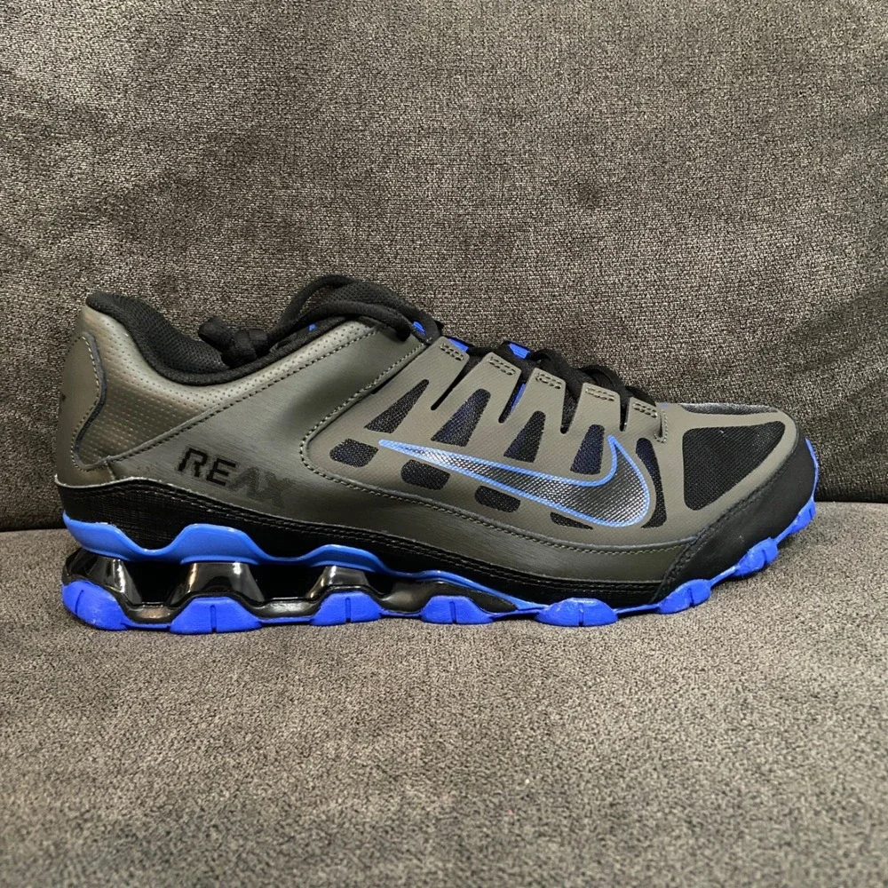 Nike Reax 8 TR Mesh Mens 10 Newsprint Black Racer Blue Training Shoes 621716-012